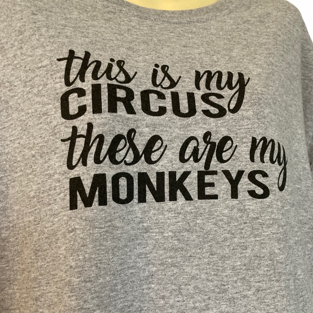 Graphic Gildan Tee Shirt This Is My Circus These Are My Monkeys Family Fun Large